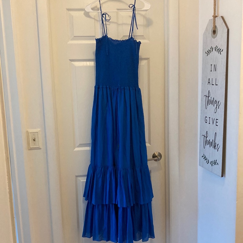 Ralph Lauren Blue Ruffle Summer Maxi Dress
